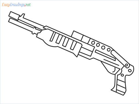 How to draw SPAS12 Gun step by step for beginners
