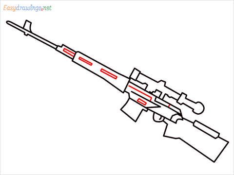 How to draw SVD Gun step (7)