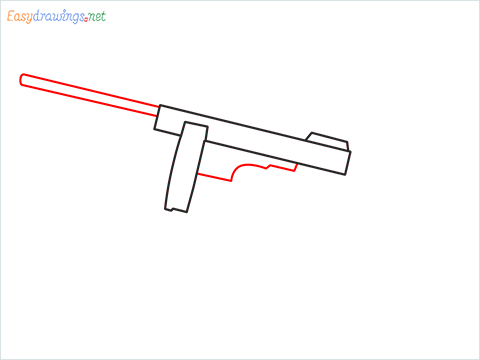 How to draw THOMPSON Gun step (3)