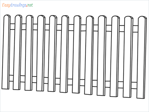 How to draw a Fence step by step for beginners