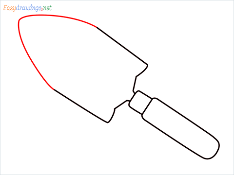 How to draw a Garden trowel step (5)