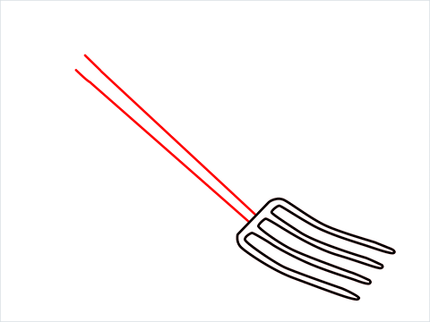 How to draw a Gardening fork step (3)