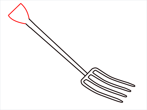 How to draw a Gardening fork step (4)