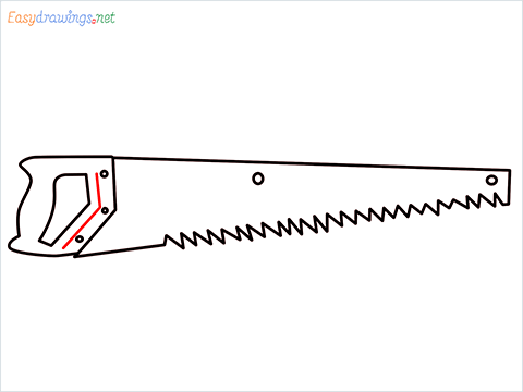 How to draw a Hand Saw step (6)