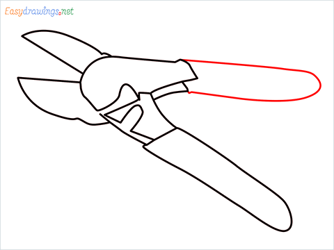How to draw a Pruners pruning shears step (7)