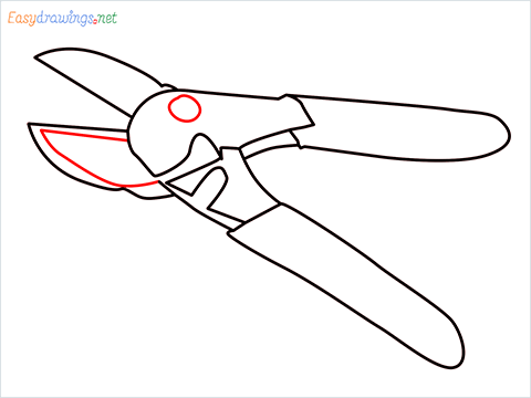 How to draw a Pruners pruning shears step (8)