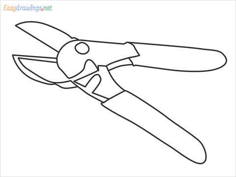How to draw a Pruners pruning shears step by step for beginners
