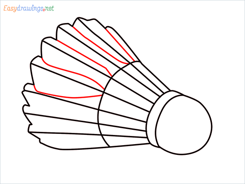 How to draw a Shuttlecock step (6)