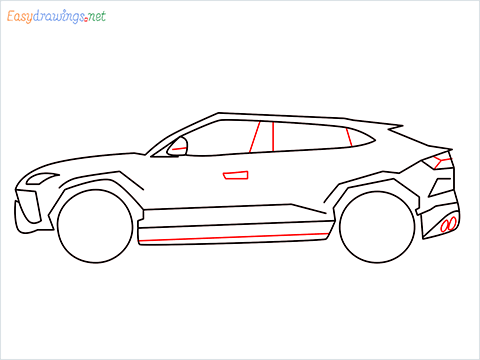 How to draw Lamborghini Urus step (8)