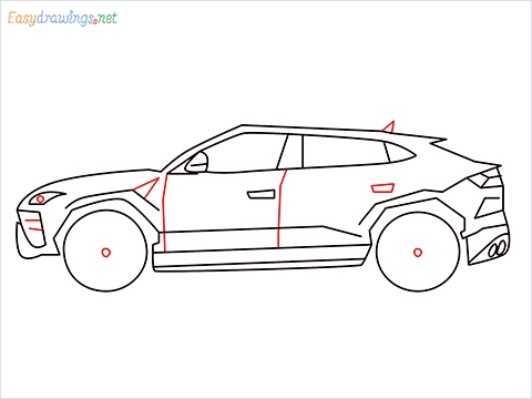 How to draw Lamborghini Urus step (9)