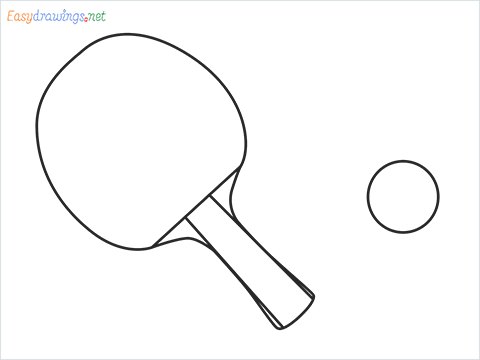 How to draw a Table tennis racket and ball step by step for beginners