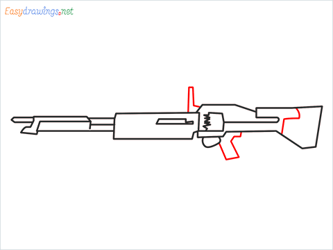 How to draw m60 Gun step (6)