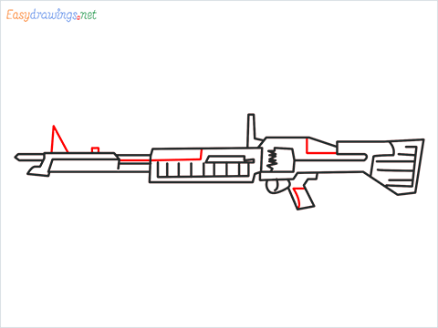 How to draw m60 Gun step (8)