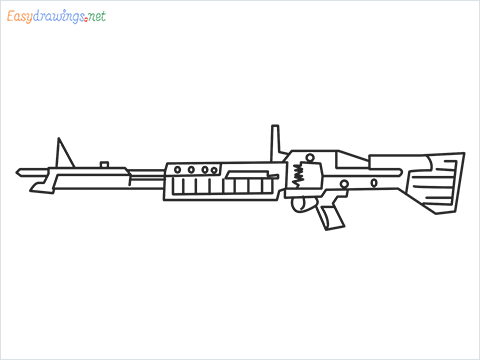 How to draw m60 Gun step by step for beginners