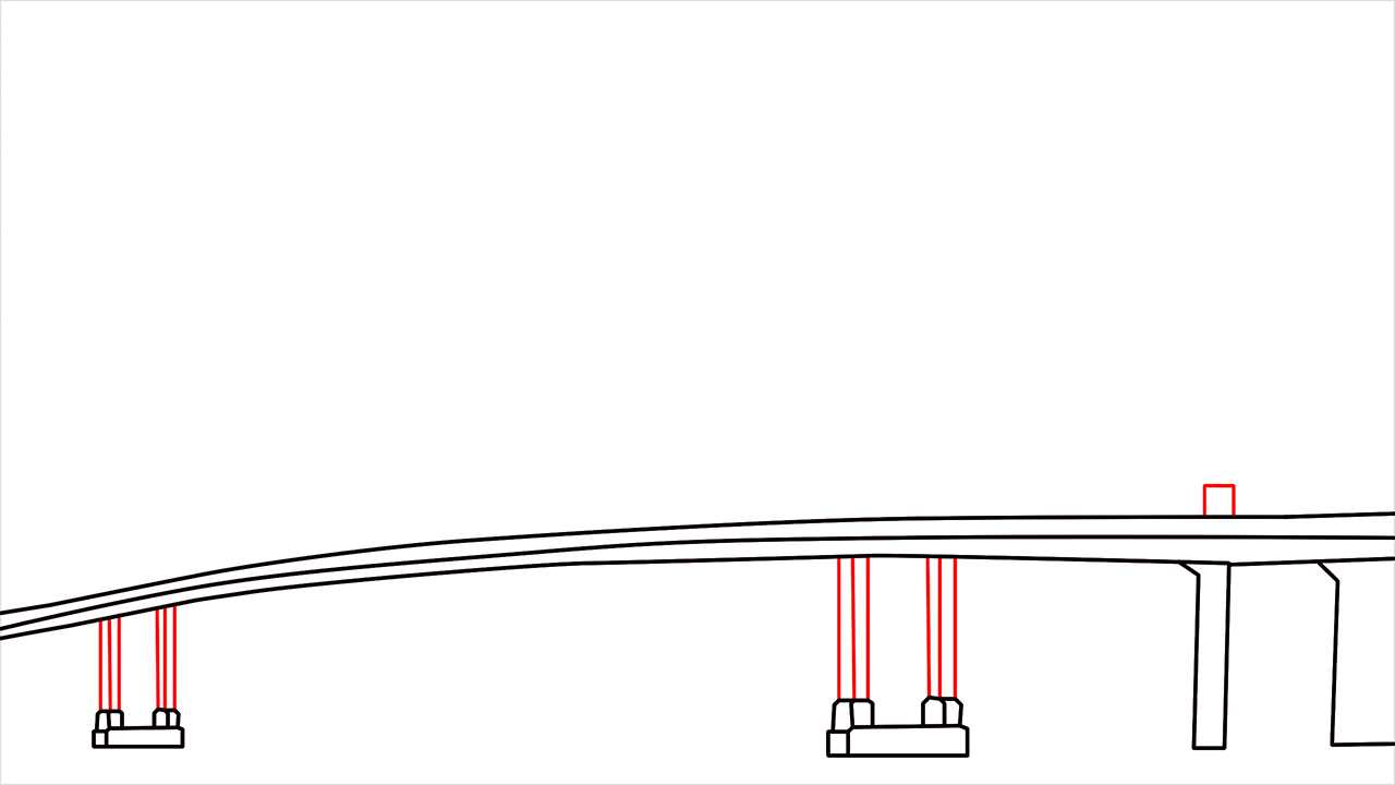 How to draw the Golden Gate Bridge step (3)