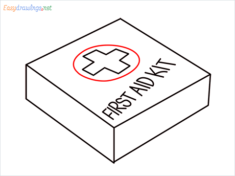How to draw First aid kit step (6)