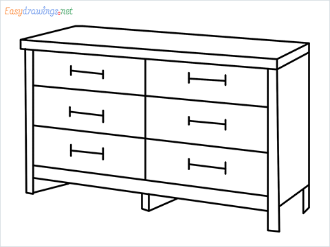 How to draw a Dresser step by step for beginners