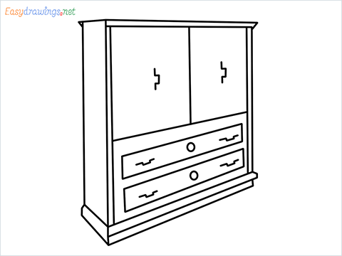 How to draw a Wardrobe step by step for beginners