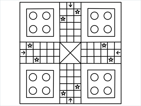 How to draw easy Ludo Board step by step for beginners