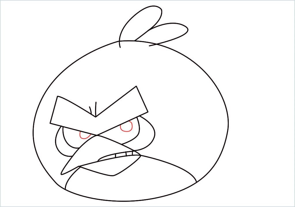 How to draw red angry birds step (9)