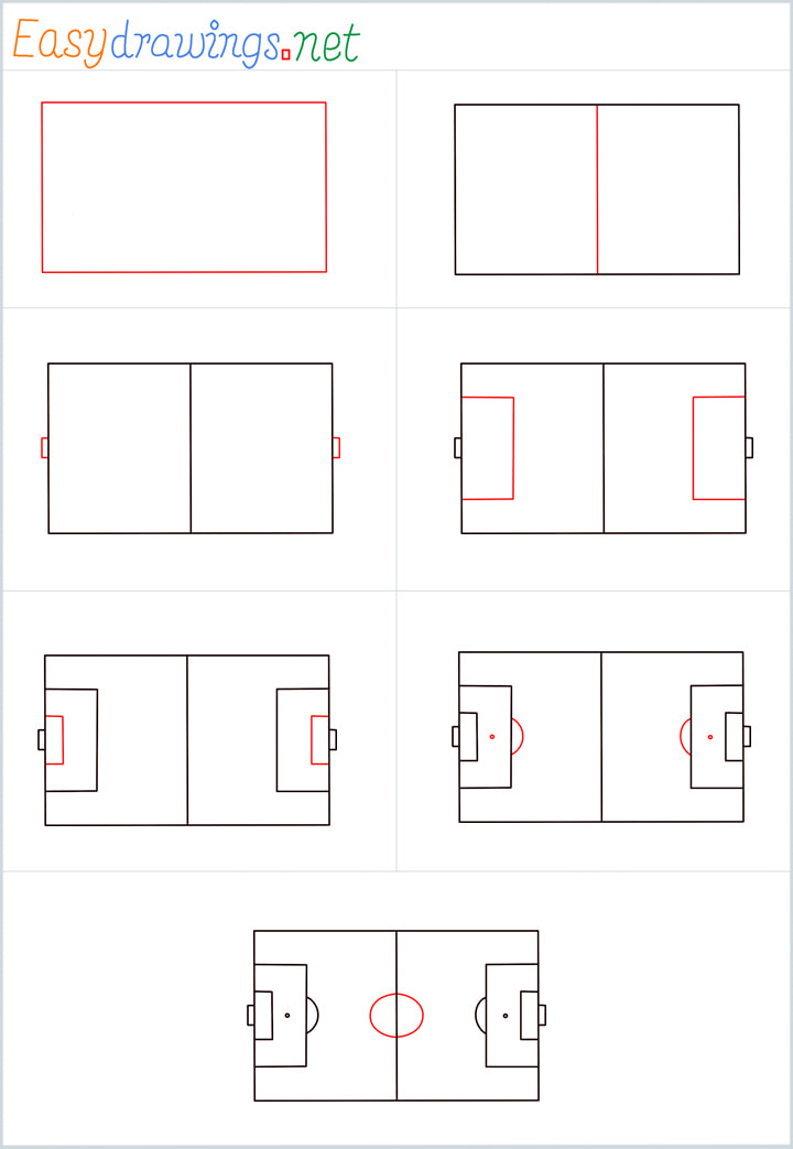 Overview for Football court drawing all steps