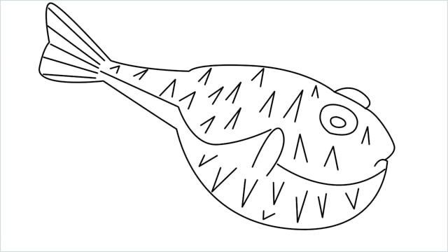 how to draw a puffer fish