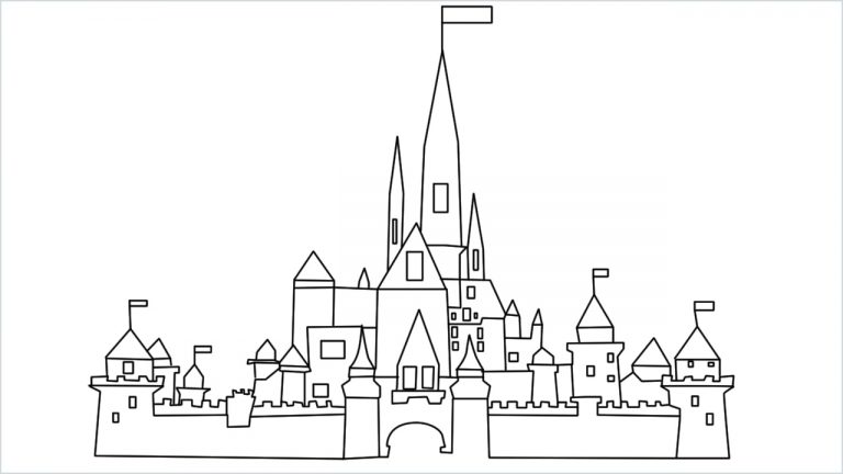 How To Draw Disney Castle Step by Step - [16 Easy Phase] & [Video]