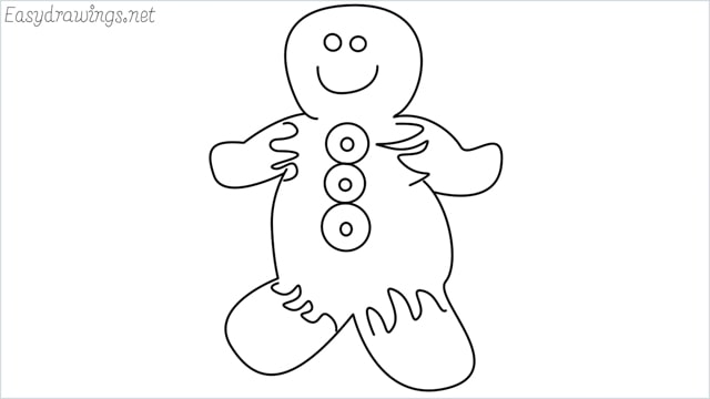 How to draw a Gingerbread Man step by step