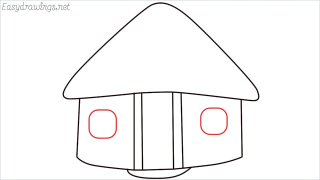 How to draw a hut step (6)