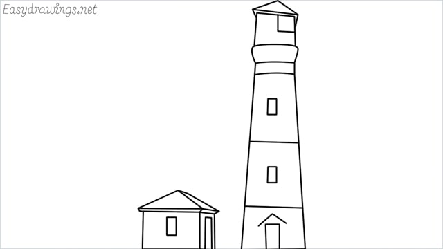 How to draw a lighthouse step by step