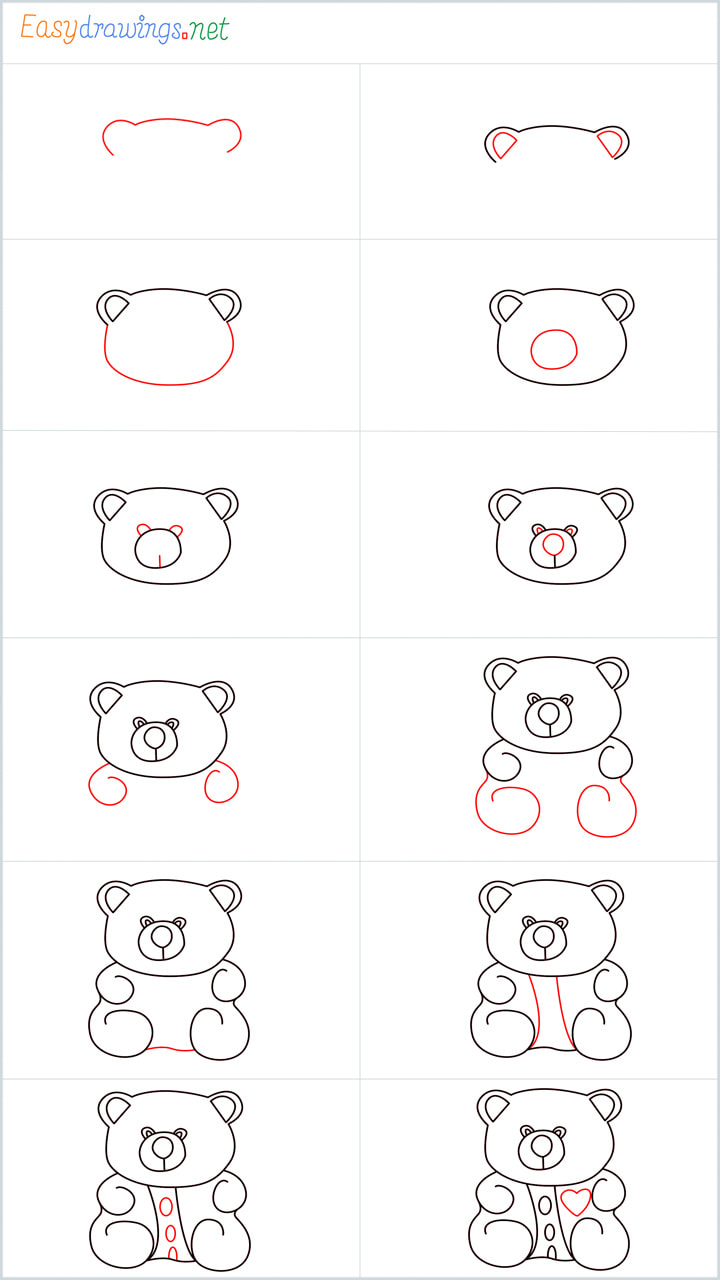 Teddy bear drawing pin for pinterest