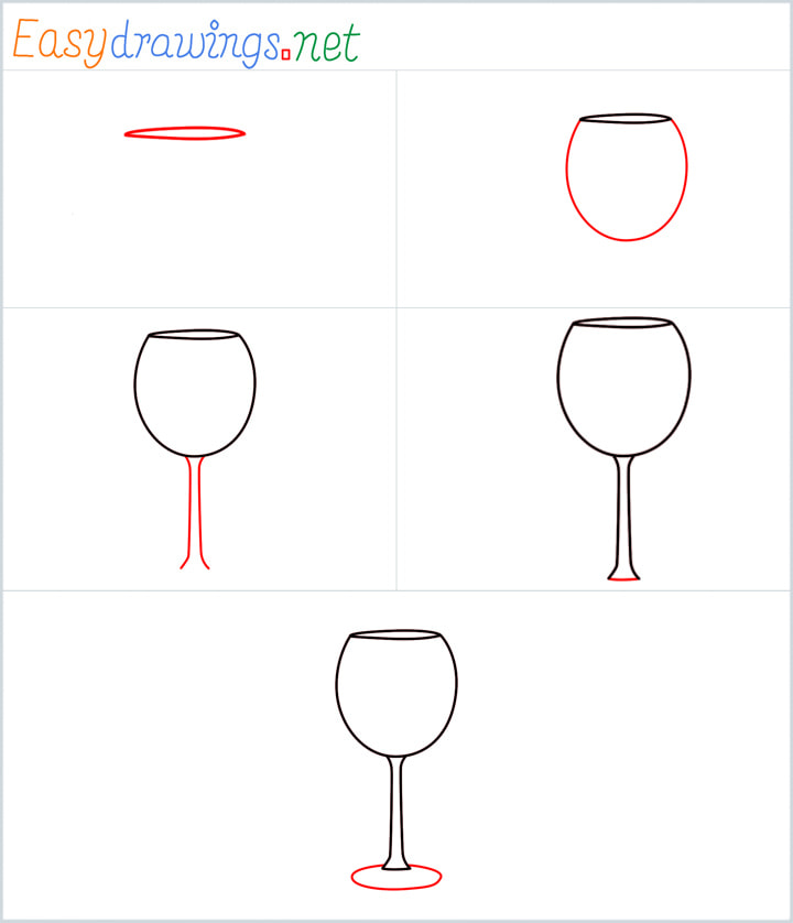 all in one steps for Wine glass drawing