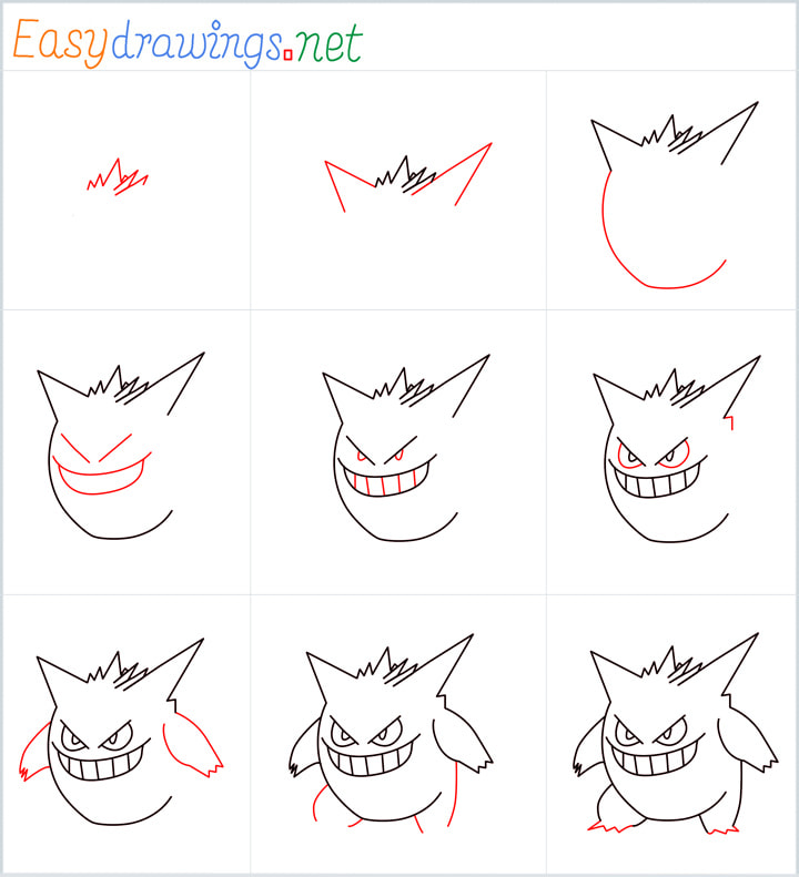 all outline for Gengar drawing example
