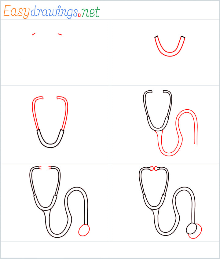 all reference outline drawing in one place for Stethoscope drawing tutorial