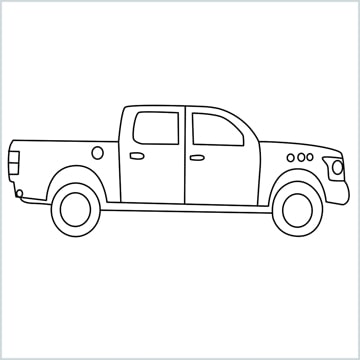 How To Draw A Pickup Truck Step by Step - [10 Phase & Video]