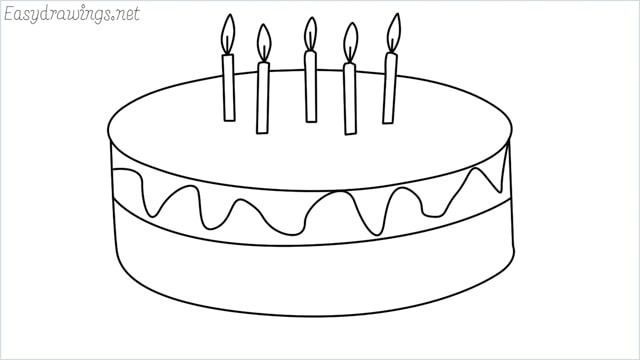 how to draw a birthday cake step by step