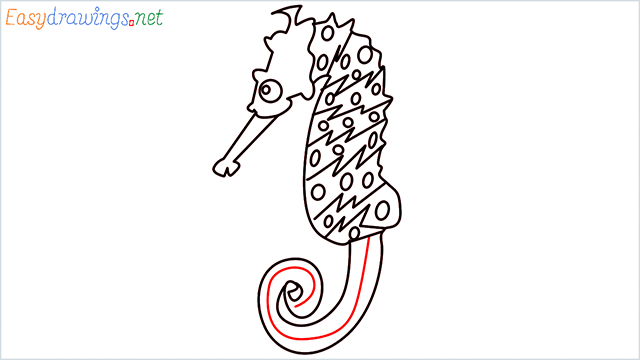 how to draw a cute seahorse Step (9)