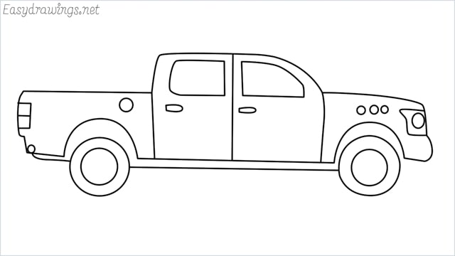 how to draw a pickup truck step by step