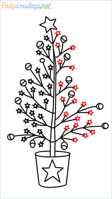 Simple easy beautiful christmas tree drawing step (10)