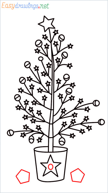 Simple easy beautiful christmas tree drawing step (11)