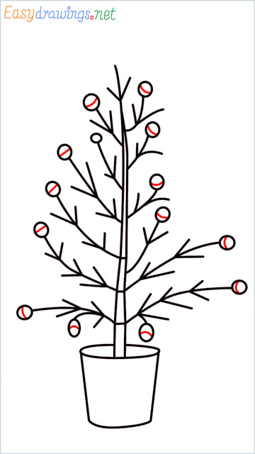 Simple easy beautiful christmas tree drawing step (7)