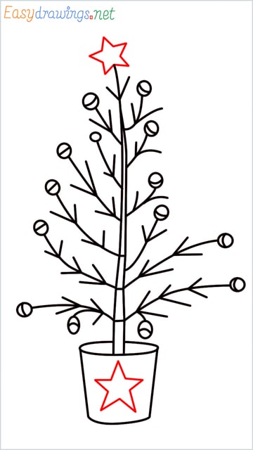 Simple easy beautiful christmas tree drawing step (8)