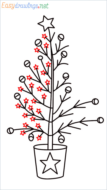 Simple easy beautiful christmas tree drawing step (9)