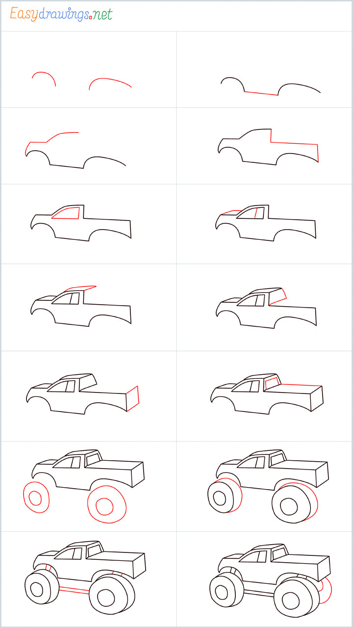 truck drawings step by step