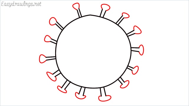 how to draw coronavirus step (3)