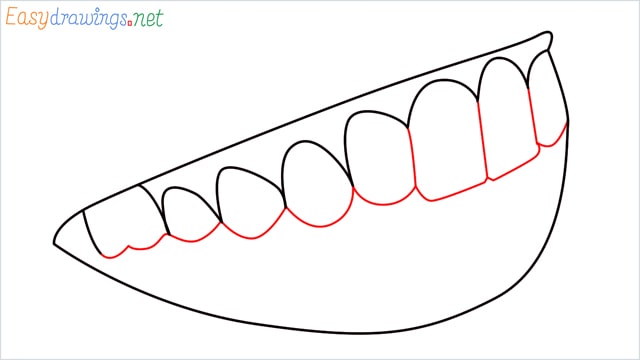 How to draw Teeth and mouth step (4)