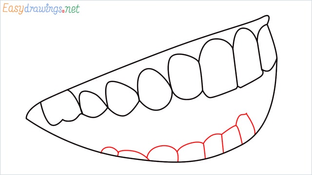How to draw Teeth and mouth step (5)