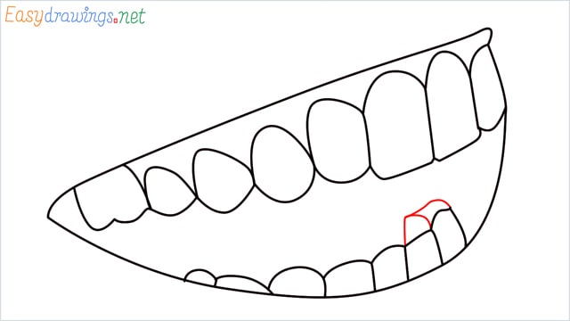 How to draw Teeth and mouth step (6)
