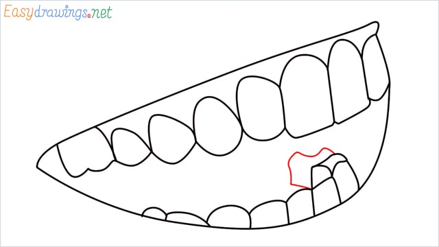 How to draw Teeth and mouth step (7)