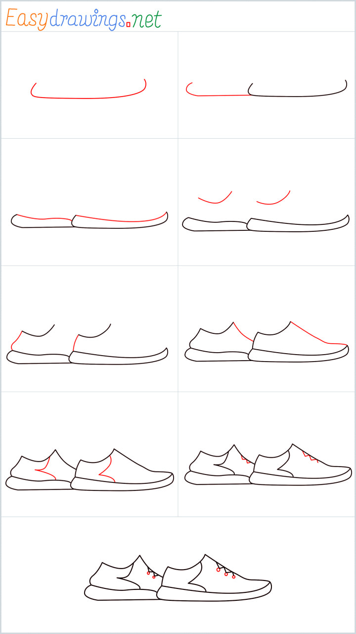 How to Draw a Sports shoe step by step [9 EASY Phase]